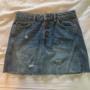 Free People Button Up Denim Skirt